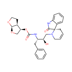O=C(N[C@@H](Cc1ccccc1)[C@H](O)CN1CC=CC[C@@]12C(=O)Nc1ccccc12)O[C@H]1CO[C@H]2OCC[C@@H]12 ZINC000014946420