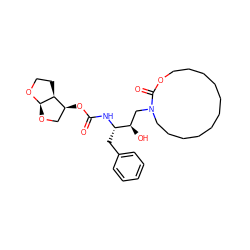 O=C(N[C@@H](Cc1ccccc1)[C@H](O)CN1CCCCCCCCCCCOC1=O)O[C@H]1CO[C@H]2OCC[C@@H]12 ZINC000014946371