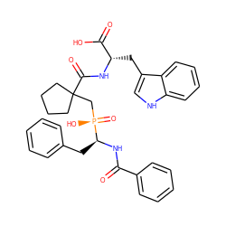 O=C(N[C@@H](Cc1ccccc1)[P@](=O)(O)CC1(C(=O)N[C@@H](Cc2c[nH]c3ccccc23)C(=O)O)CCCC1)c1ccccc1 ZINC000029390003