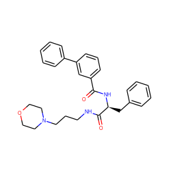 O=C(N[C@@H](Cc1ccccc1)C(=O)NCCCN1CCOCC1)c1cccc(-c2ccccc2)c1 ZINC000028336418