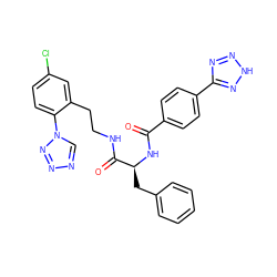 O=C(N[C@@H](Cc1ccccc1)C(=O)NCCc1cc(Cl)ccc1-n1cnnn1)c1ccc(-c2nn[nH]n2)cc1 ZINC000201534915