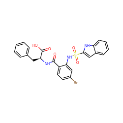 O=C(N[C@@H](Cc1ccccc1)C(=O)O)c1ccc(Br)cc1NS(=O)(=O)c1cc2ccccc2[nH]1 ZINC000043543911