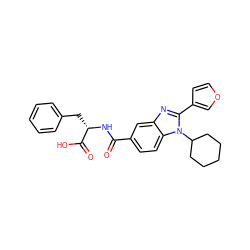 O=C(N[C@@H](Cc1ccccc1)C(=O)O)c1ccc2c(c1)nc(-c1ccoc1)n2C1CCCCC1 ZINC000028094657