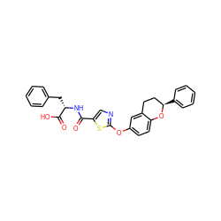 O=C(N[C@@H](Cc1ccccc1)C(=O)O)c1cnc(Oc2ccc3c(c2)CC[C@@H](c2ccccc2)O3)s1 ZINC000145471013