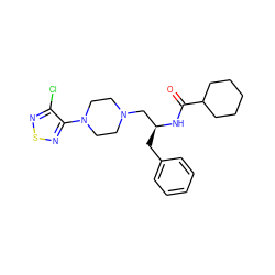 O=C(N[C@@H](Cc1ccccc1)CN1CCN(c2nsnc2Cl)CC1)C1CCCCC1 ZINC000000602815