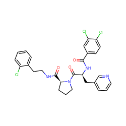 O=C(N[C@@H](Cc1cccnc1)C(=O)N1CCC[C@H]1C(=O)NCCc1ccccc1Cl)c1ccc(Cl)c(Cl)c1 ZINC000095598676