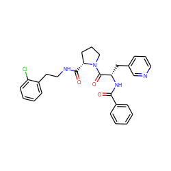 O=C(N[C@@H](Cc1cccnc1)C(=O)N1CCC[C@H]1C(=O)NCCc1ccccc1Cl)c1ccccc1 ZINC000095598669