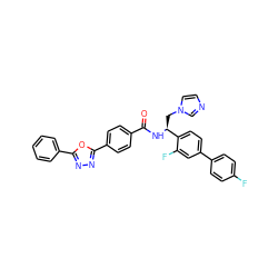 O=C(N[C@@H](Cn1ccnc1)c1ccc(-c2ccc(F)cc2)cc1F)c1ccc(-c2nnc(-c3ccccc3)o2)cc1 ZINC000098209524