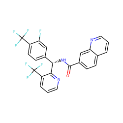 O=C(N[C@@H](c1ccc(C(F)(F)F)c(F)c1)c1ncccc1C(F)(F)F)c1ccc2cccnc2c1 ZINC000225133057