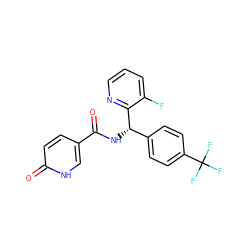 O=C(N[C@@H](c1ccc(C(F)(F)F)cc1)c1ncccc1F)c1ccc(=O)[nH]c1 ZINC000205243878