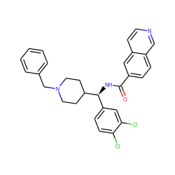 O=C(N[C@@H](c1ccc(Cl)c(Cl)c1)C1CCN(Cc2ccccc2)CC1)c1ccc2cnccc2c1 ZINC000072180031