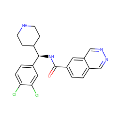 O=C(N[C@@H](c1ccc(Cl)c(Cl)c1)C1CCNCC1)c1ccc2cnncc2c1 ZINC000072178620