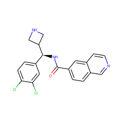 O=C(N[C@@H](c1ccc(Cl)c(Cl)c1)C1CNC1)c1ccc2cnccc2c1 ZINC000072178908