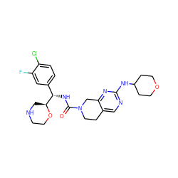 O=C(N[C@@H](c1ccc(Cl)c(F)c1)[C@@H]1CNCCO1)N1CCc2cnc(NC3CCOCC3)nc2C1 ZINC000202133456