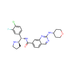 O=C(N[C@@H](c1ccc(Cl)c(F)c1)[C@H]1CCCN1)c1ccc2cnc(NC3CCOCC3)nc2c1 ZINC000207540123