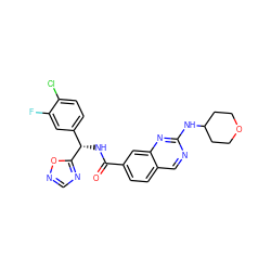 O=C(N[C@@H](c1ccc(Cl)c(F)c1)c1ncno1)c1ccc2cnc(NC3CCOCC3)nc2c1 ZINC000207545276