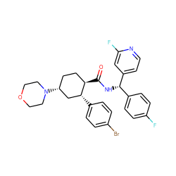 O=C(N[C@@H](c1ccc(F)cc1)c1ccnc(F)c1)[C@@H]1CC[C@@H](N2CCOCC2)C[C@H]1c1ccc(Br)cc1 ZINC000072318472