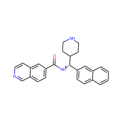 O=C(N[C@@H](c1ccc2ccccc2c1)C1CCNCC1)c1ccc2cnccc2c1 ZINC000072179042