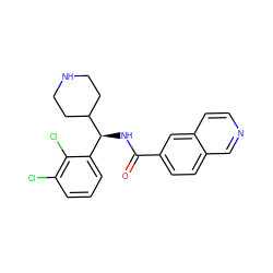 O=C(N[C@@H](c1cccc(Cl)c1Cl)C1CCNCC1)c1ccc2cnccc2c1 ZINC000072180024