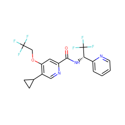 O=C(N[C@@H](c1ccccn1)C(F)(F)F)c1cc(OCC(F)(F)F)c(C2CC2)cn1 ZINC000149237196