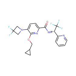 O=C(N[C@@H](c1ccccn1)C(F)(F)F)c1ccc(N2CC(F)(F)C2)c(OCC2CC2)n1 ZINC000207735812