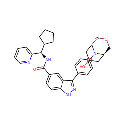 O=C(N[C@@H](c1ccccn1)C1CCCC1)c1ccc2[nH]nc(-c3ccc(N4[C@H]5COC[C@H]4CC(O)C5)cc3)c2c1 ZINC000299865309