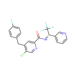 O=C(N[C@@H](c1cccnc1)C(F)(F)F)c1cc(Cc2ccc(F)cc2)c(Cl)cn1 ZINC000149229486