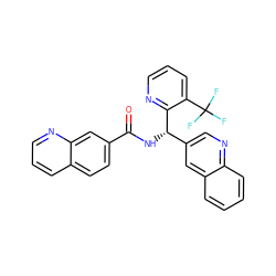 O=C(N[C@@H](c1cnc2ccccc2c1)c1ncccc1C(F)(F)F)c1ccc2cccnc2c1 ZINC000205241537