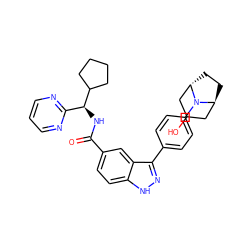 O=C(N[C@@H](c1ncccn1)C1CCCC1)c1ccc2[nH]nc(-c3ccc(N4[C@H]5CC[C@H]4CC(O)C5)cc3)c2c1 ZINC000299865945