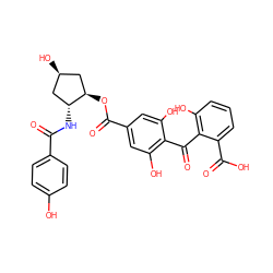 O=C(N[C@@H]1C[C@@H](O)C[C@H]1OC(=O)c1cc(O)c(C(=O)c2c(O)cccc2C(=O)O)c(O)c1)c1ccc(O)cc1 ZINC000026398970