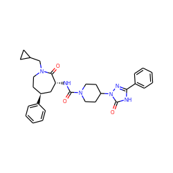 O=C(N[C@@H]1C[C@@H](c2ccccc2)CCN(CC2CC2)C1=O)N1CCC(n2nc(-c3ccccc3)[nH]c2=O)CC1 ZINC000028824316