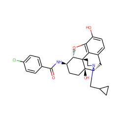 O=C(N[C@@H]1CC[C@@]2(O)[C@H]3Cc4ccc(O)c5c4[C@@]2(CCN3CC2CC2)[C@H]1O5)c1ccc(Cl)cc1 ZINC000029133767