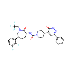 O=C(N[C@@H]1CC[C@@H](c2cccc(F)c2F)CN(CC(F)(F)F)C1=O)N1CCC(c2cc(-c3ccccc3)n[nH]c2=O)CC1 ZINC000049695210