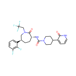 O=C(N[C@@H]1CC[C@@H](c2cccc(F)c2F)CN(CC(F)(F)F)C1=O)N1CCC(c2ccc[nH]c2=O)CC1 ZINC000049722930