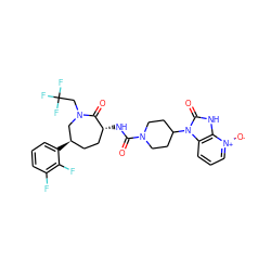 O=C(N[C@@H]1CC[C@@H](c2cccc(F)c2F)CN(CC(F)(F)F)C1=O)N1CCC(n2c(=O)[nH]c3c2ccc[n+]3[O-])CC1 ZINC000049695214