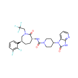 O=C(N[C@@H]1CC[C@@H](c2cccc(F)c2F)CN(CC(F)(F)F)C1=O)N1CCC(n2c(=O)[nH]c3ncccc32)CC1 ZINC000028827350