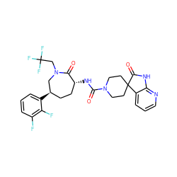 O=C(N[C@@H]1CC[C@@H](c2cccc(F)c2F)CN(CC(F)(F)F)C1=O)N1CCC2(CC1)C(=O)Nc1ncccc12 ZINC000043129047