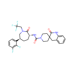 O=C(N[C@@H]1CC[C@@H](c2cccc(F)c2F)CN(CC(F)(F)F)C1=O)N1CCC2(CC1)Cc1ccccc1NC2=O ZINC000049723136