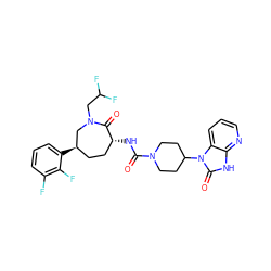 O=C(N[C@@H]1CC[C@@H](c2cccc(F)c2F)CN(CC(F)F)C1=O)N1CCC(n2c(=O)[nH]c3ncccc32)CC1 ZINC000028827349