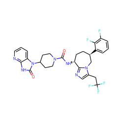 O=C(N[C@@H]1CC[C@@H](c2cccc(F)c2F)Cn2c(CC(F)(F)F)cnc21)N1CCC(n2c(=O)[nH]c3ncccc32)CC1 ZINC000071418543