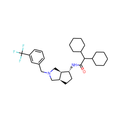 O=C(N[C@@H]1CC[C@H]2CN(Cc3cccc(C(F)(F)F)c3)C[C@H]21)C(C1CCCCC1)C1CCCCC1 ZINC000096921259