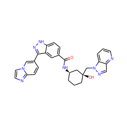 O=C(N[C@@H]1CCC[C@@](O)(Cn2ncc3ncccc32)C1)c1ccc2[nH]nc(-c3ccc4nccn4c3)c2c1 ZINC000200834355