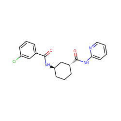 O=C(N[C@@H]1CCC[C@@H](C(=O)Nc2ccccn2)C1)c1cccc(Cl)c1 ZINC000095587487