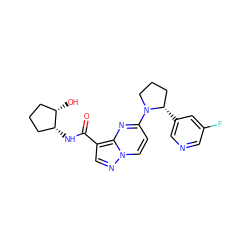 O=C(N[C@@H]1CCC[C@@H]1O)c1cnn2ccc(N3CCC[C@@H]3c3cncc(F)c3)nc12 ZINC000165664768