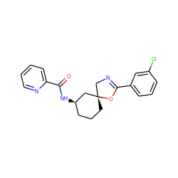 O=C(N[C@@H]1CCC[C@]2(CN=C(c3cccc(Cl)c3)O2)C1)c1ccccn1 ZINC000095590584