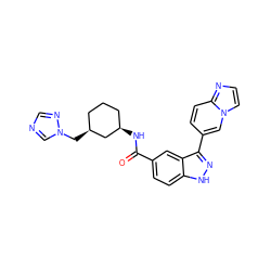 O=C(N[C@@H]1CCC[C@H](Cn2cncn2)C1)c1ccc2[nH]nc(-c3ccc4nccn4c3)c2c1 ZINC000200856368