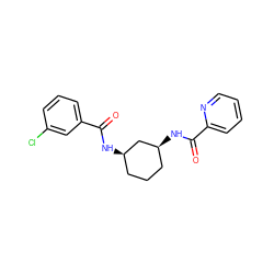 O=C(N[C@@H]1CCC[C@H](NC(=O)c2ccccn2)C1)c1cccc(Cl)c1 ZINC000095589665