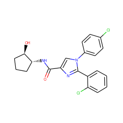 O=C(N[C@@H]1CCC[C@H]1O)c1cn(-c2ccc(Cl)cc2)c(-c2ccccc2Cl)n1 ZINC000028702506