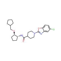 O=C(N[C@@H]1CCC[C@H]1OCC1CCCC1)C1CCN(c2nc3cc(Cl)ccc3o2)CC1 ZINC000095597540