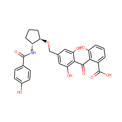 O=C(N[C@@H]1CCC[C@H]1OCc1cc(O)c(C(=O)c2c(O)cccc2C(=O)O)c(O)c1)c1ccc(O)cc1 ZINC000013474183